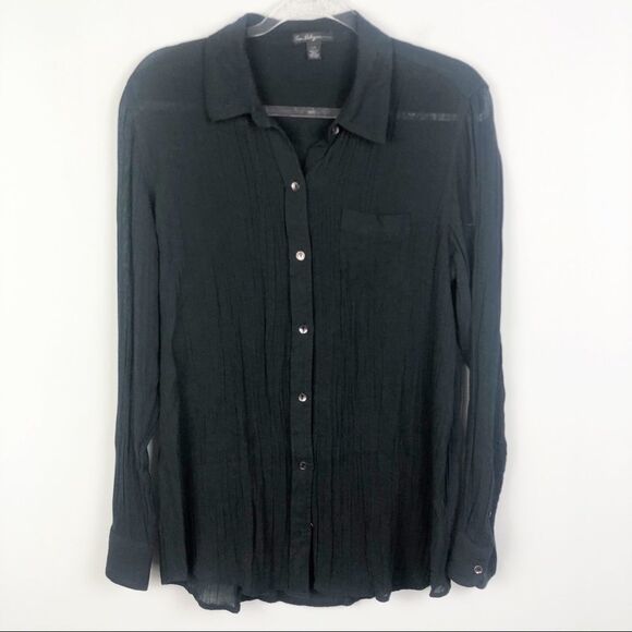 TRUE RELIGION | Button Front Crepe Shirt Black L - Picture 1 of 9